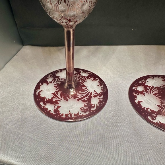 Egermann Czech Ruby Cut Crystal Champagne Flutes 1 of 10 Signed COA 2018 - Picture 8 of 16